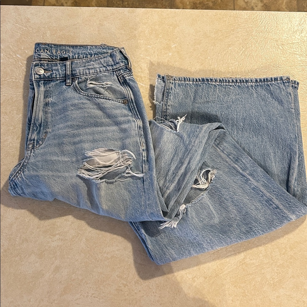 American Eagle Super High Rise Baggy Wide Leg Jeans 2 X Long - Picture 2 of 9